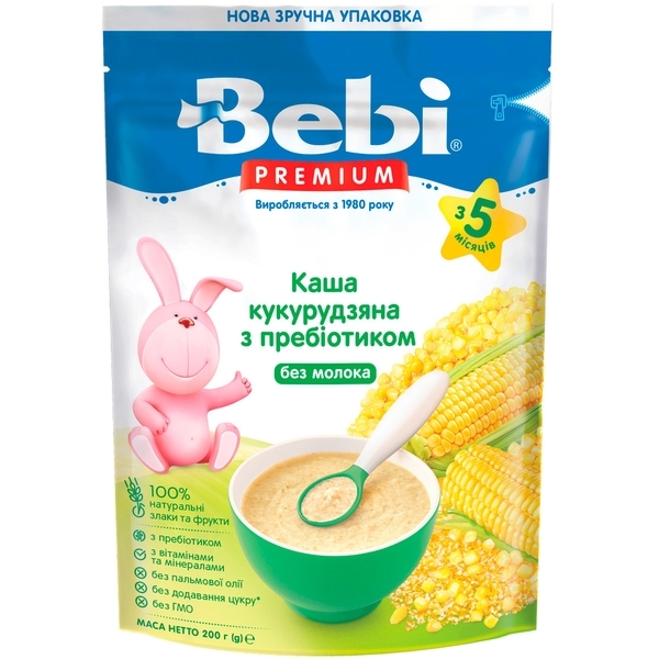 Безмолочна каша Bebi Premium Кукурудзяна, 200 г - Pampik