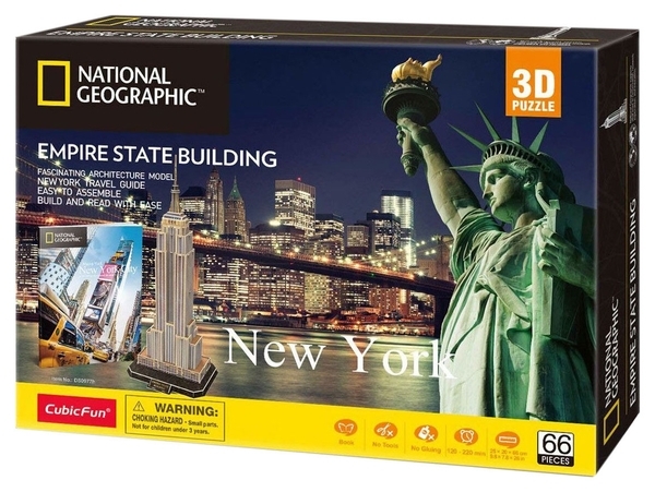3D Пазл CubicFun National Geographic Емпайр-стейт-білдінг, 66 шт. (DS0977h) - Pampik