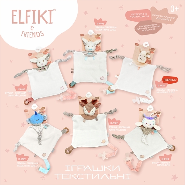 М'яка іграшка Elfiki Пташка Пипо, білий з блакитним (ІГ-0109) - Pampik - 3