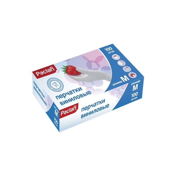 Рукавички Paclan вінілові розмір M 100 шт. - Pampik