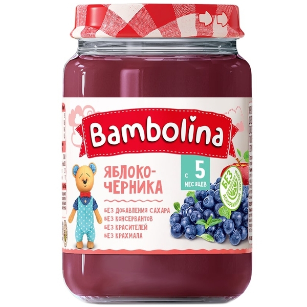 Пюре Bambolina Яблоко-черника, 190 г - Pampik