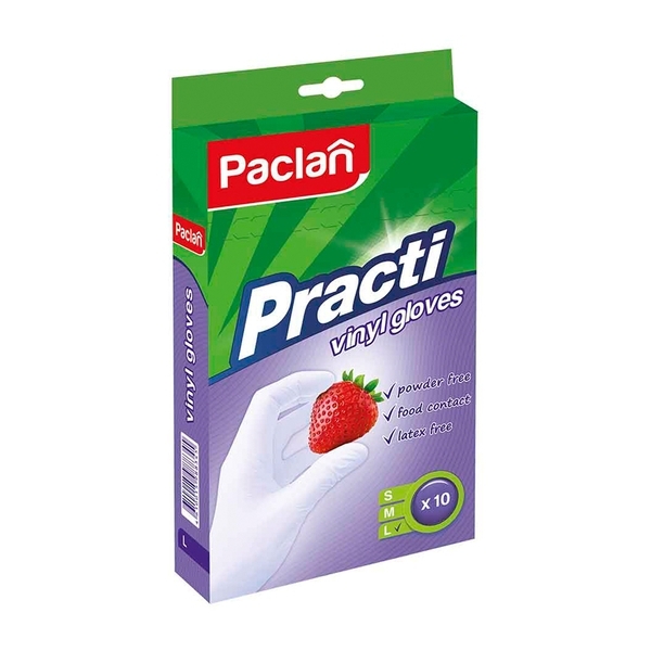 Перчатки Paclan виниловые размер L 10шт - Pampik