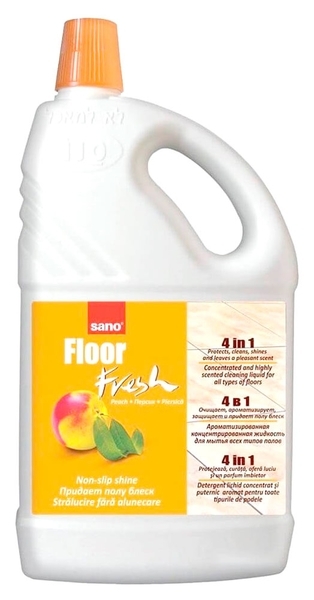 Средство ароматизированное для мытья пола 4 в 1 Sano Fresh Персик, 2000 мл - Pampik