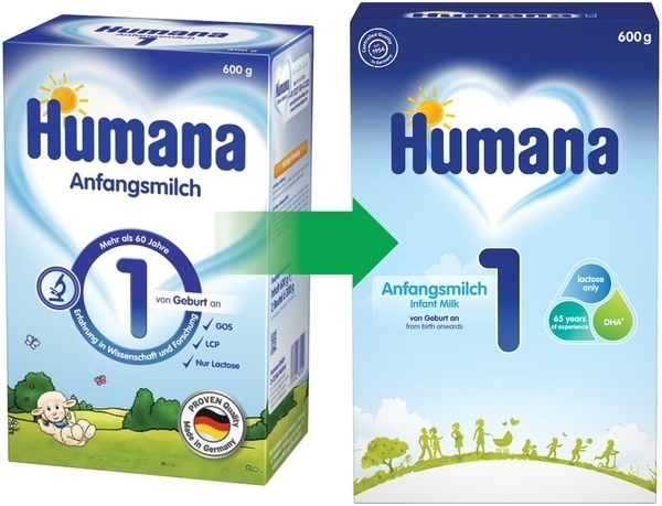Набір сухої молочної суміші Humana 1 з пребіотиками, LC PUFA та нуклеотидами, 1800 г (3 уп. по 600 г) - Pampik - 2
