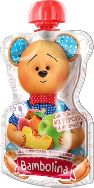 Пюре Bambolina Pouch Яблуко-персик, 90 г - Pampik - 3