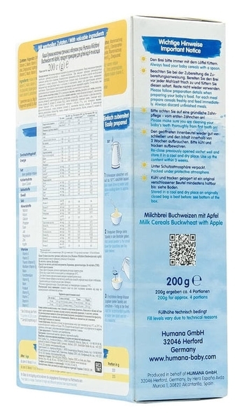 Молочна каша Humana Гречана з яблуком, 200 г - Pampik - 7