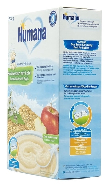 Молочна каша Humana Гречана з яблуком, 200 г - Pampik - 3