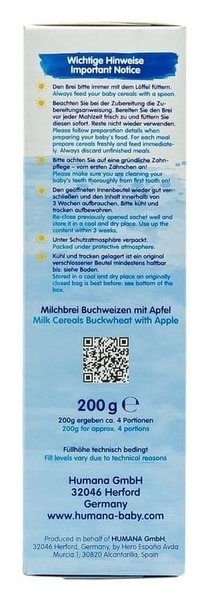 Молочна каша Humana Гречана з яблуком, 200 г - Pampik - 8