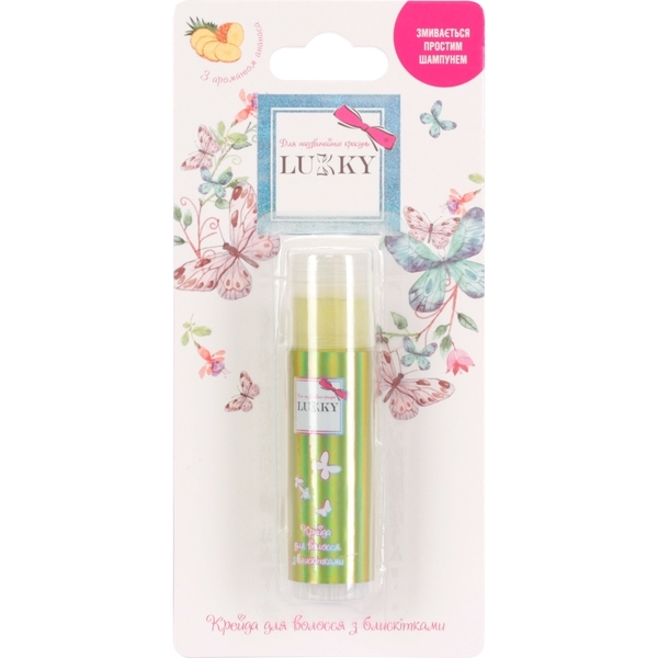 Мел для волос Lukky, желтый с блестками, 10 г - Pampik