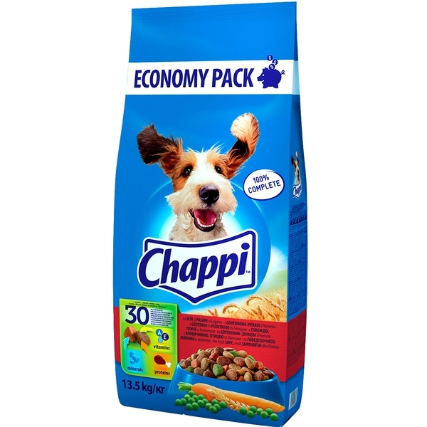 Сухий корм Chappi для дорослих собак з яловичиною, птицею та овочами, 13,5 кг - Pampik