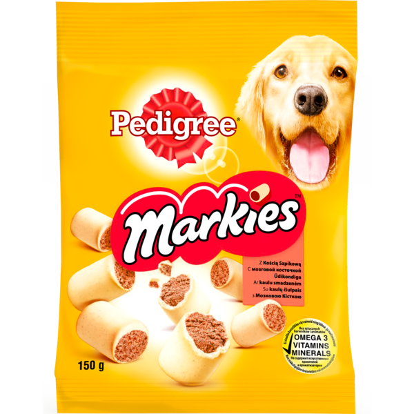 Ласощі для собак Pedigree Markies М'ясне печиво для собак середніх та великих порід, 150 г - Pampik