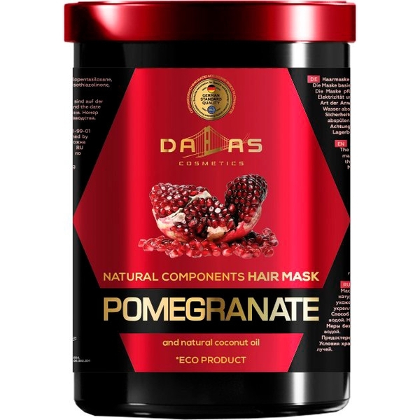 Маска для волос Dalas с маслом гранатовых косточек и натуральным кокосовым маслом, 1000 мл - Pampik