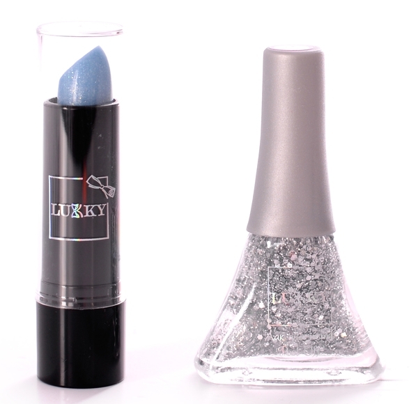 Набор косметики Lucky Помада, меняющая цвет на розовый, лак серебряный с блестками - Pampik