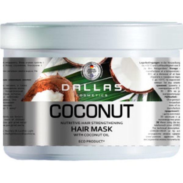Маска Dallas Coconut укрепляющая для блеска волос с натуральным кокосовым маслом, 500 мл - Pampik