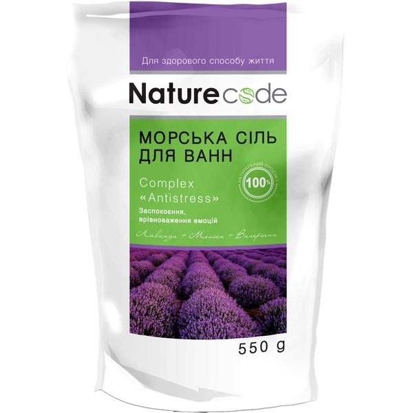 Морська сіль для ванн Nature Code Anti stress, 550 г - Pampik