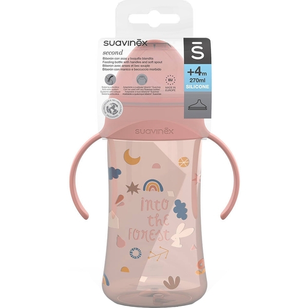 Поїльник Suavinex Лісові історії, з силіконовим носиком, 4+, 270 мл, рожевий (306942) - Pampik