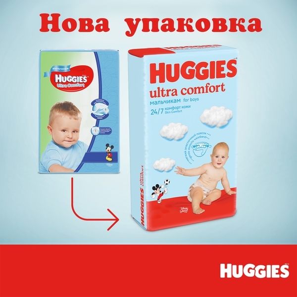 Підгузки на липучках для хлопчиків Huggies Ultra Comfort 4 (8-14 кг), 66 шт. - Pampik - 4