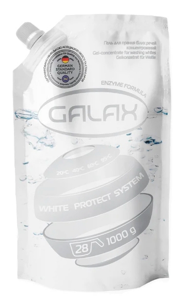 Гель для прання білих речей Galax, (дой-пак) 1000 г - Pampik