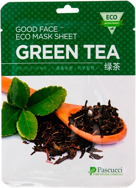 Тканевая маска для лица Pascucci с экстрактом зеленого чая, 23 мл