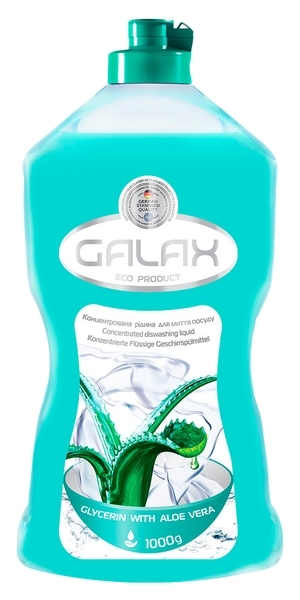 Концентрована рідина для посуду Galax Гліцерин з алое віра, 1000 г - Pampik