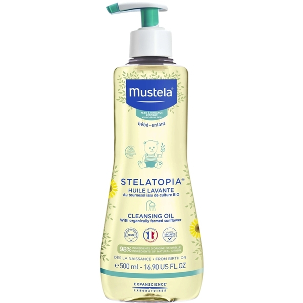 Очищувальне масло Mustela Stelatopia Cleansing Oil, для ванни, 500 мл - Pampik