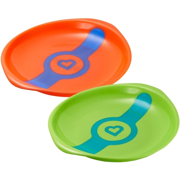 Набор термочувствительных тарелок Munchkin White Hot, 2 шт, зеленый и оранжевый (012104.021) - Pampik