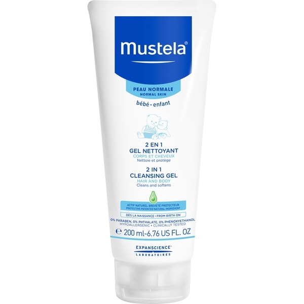 Очищувальний гель для волосся і тіла Mustela bebe 2 в 1, 200 мл - Pampik