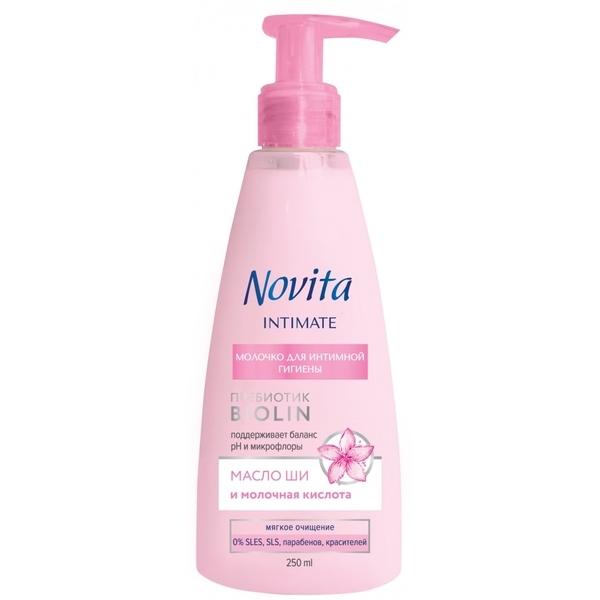 Молочко для інтимної гігієни Novita Intimate Олія ши і молочна кислота, 250 мл - Pampik