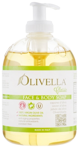 Жидкое мыло для лица и тела Olivella, на основе оливкового масла, 500 мл