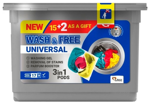 Капсули для прання Wash&Free універсальні, 17 шт. - Pampik