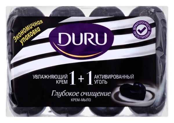 Мило з активованим вугіллям Duru Глибоке Очищення, 4 шт. (4 x 90 г) - Pampik
