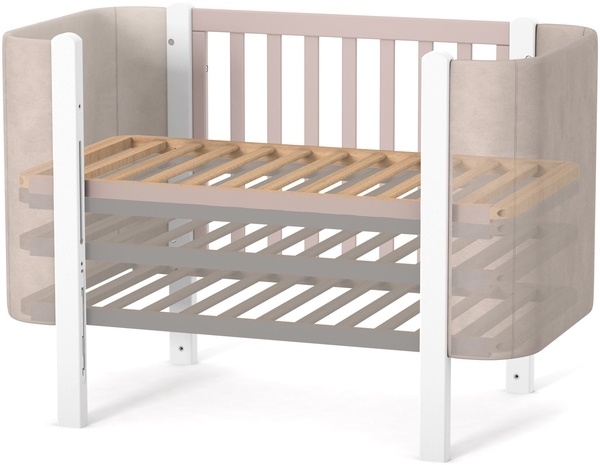 Детская кровать Верес Monaco Велюр ЛД5, 120×60 см, капучино с белым (05.3.1.212.13) - Pampik - 2