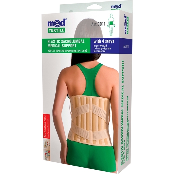 Корсет лікувально-профілактичний MedTextile, еластичний, р.XXL, бежевий - Pampik