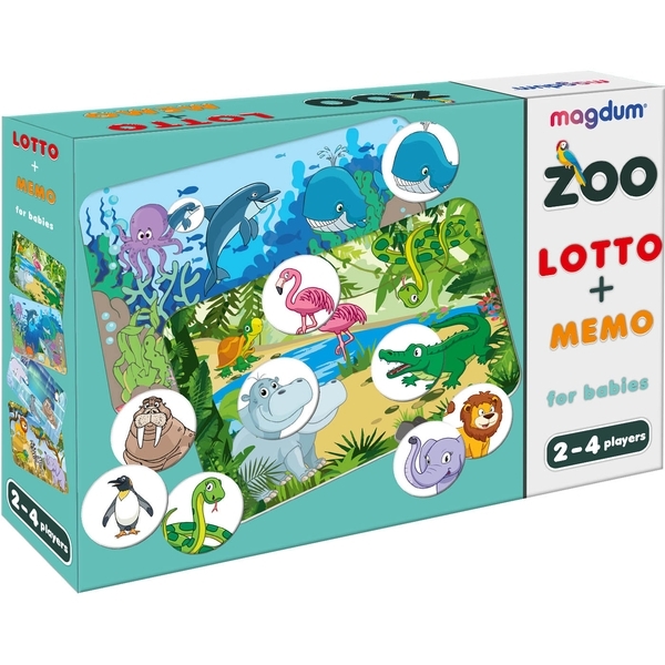 Гра настільна Magdum Лото+мемо Зоопарк (ME5032-21 EN) - Pampik