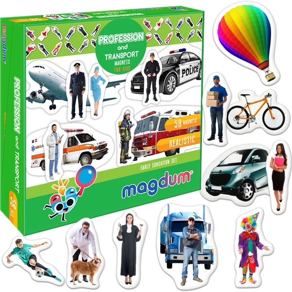 Набір магнітів Magdum Професії та транспорт (ML4031-31 EN) - Pampik