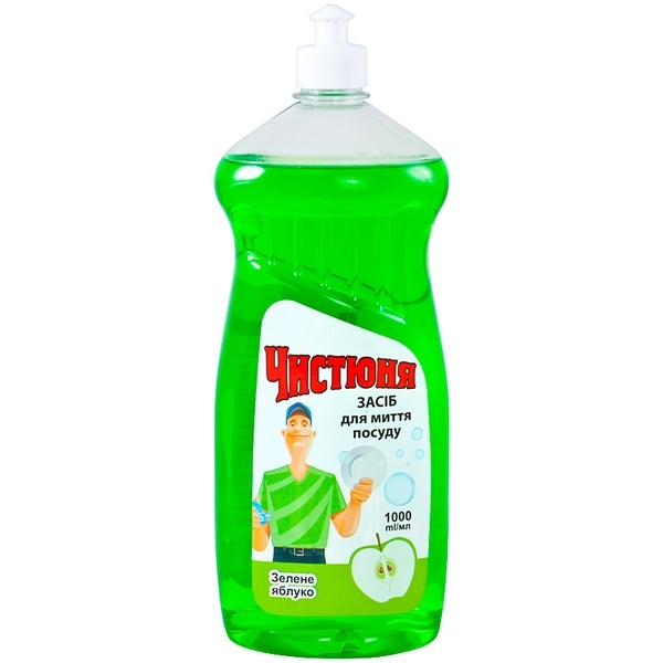 Средство для мытья посуды Чистюня Зеленое Яблоко, 1 л - Pampik