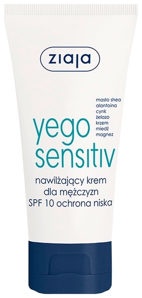 Зволожуючий крем для обличчя Ziaja SPF10 Yego Sensitiv Men, 50 мл - Pampik