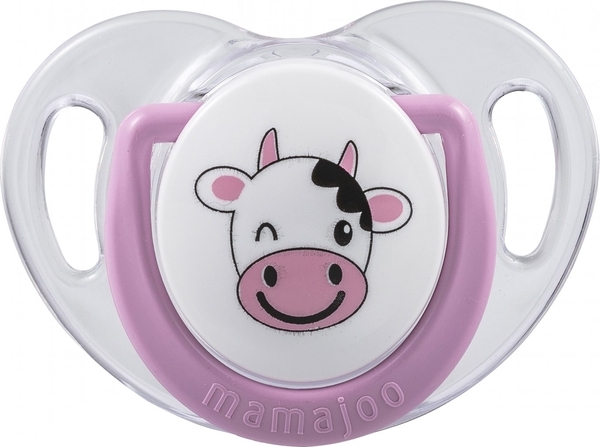 Силиконовая ортодонтическая пустышка Mamajoo Коровка, 6-12 мес., розовый с белым, 2 шт. (MMJ2940) - Pampik - 2
