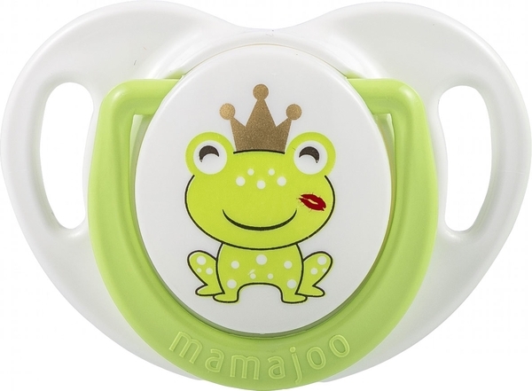 Силіконова ортодонтична пустушка Mamajoo Жабка, 6-12 міс., салатовий з білим (MMJ4012) - Pampik - 2