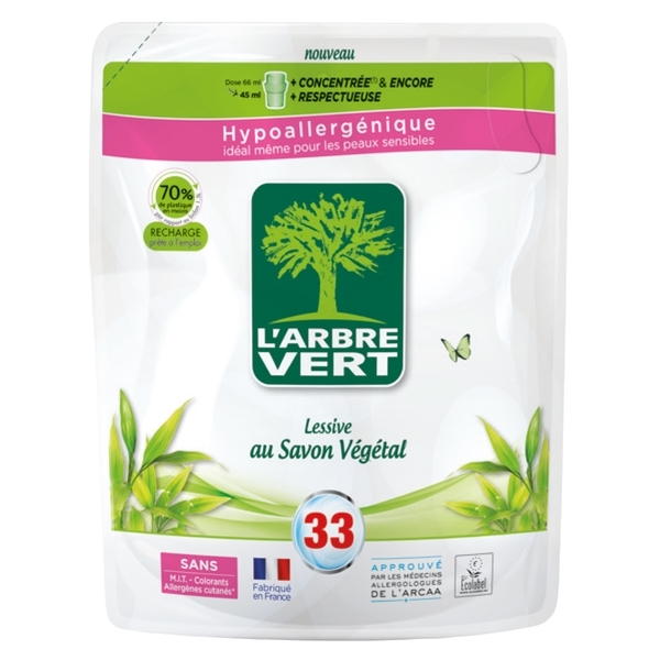 Жидкое средство для стирки L'Arbre Vert Растительное мыло, запасной блок, 1,5 л - Pampik