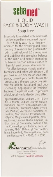 Емульсія для душу для обличчя і тіла Sebamed Liquid Face & Body Wash, 200 мл - Pampik - 3