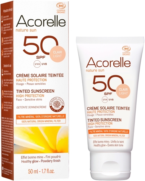 Сонцезахисний крем для обличчя Acorelle SPF 50 Абрикос з тонуючим ефектом, органічний, 50 мл - Pampik - 2