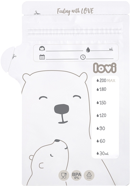 Пакети для зберігання грудного молока LOVI Buddy bear, 25 шт. (12/208) - Pampik