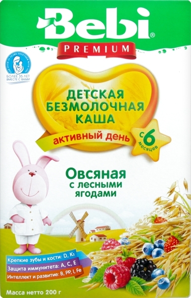 Безмолочна каша Bebi вівсяна з лісовими ягодами, 200 г - Pampik