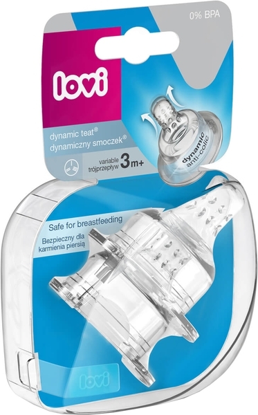Соска LOVI силіконова, динамічна, трипозиційна, 3+ міс., 2 шт. (18/754) - Pampik