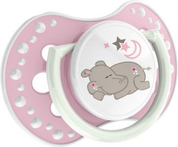 Силиконовая динамическая пустышка Lovi Night & Day Бегемотики, 3-6 мес., 2 шт. (22/810girl) - Pampik - 3