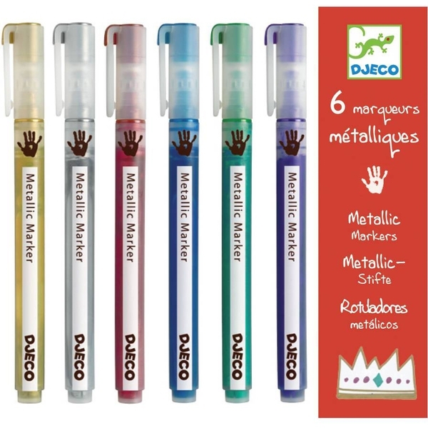 Набір фломастерів з металевим блиском Djeco 6 шт. - Pampik