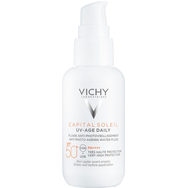 Сонцезахисний невагомий флюїд Vichy Capital Soleil UV-Age Daily проти ознак фотостаріння шкіри обличчя SPF 50+, 40 мл - Pampik