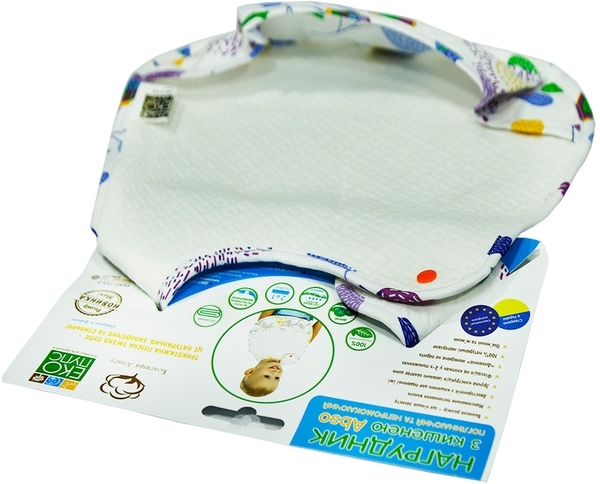 Непромокаемый нагрудник с карманом Эко Пупс Abso Jersey Цветы, разноцветный, 31х26 см (WBJA014) - Pampik - 2