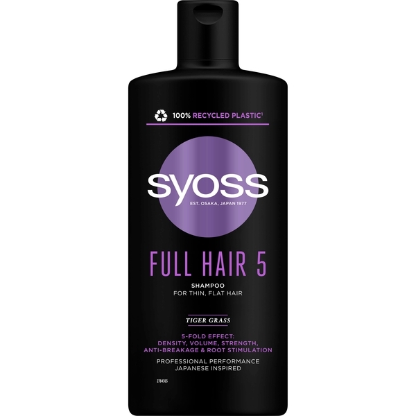 Шампунь Syoss Full Hair 5 з тигровою травою для тонкого волосся без об'єму, 440 мл - Pampik